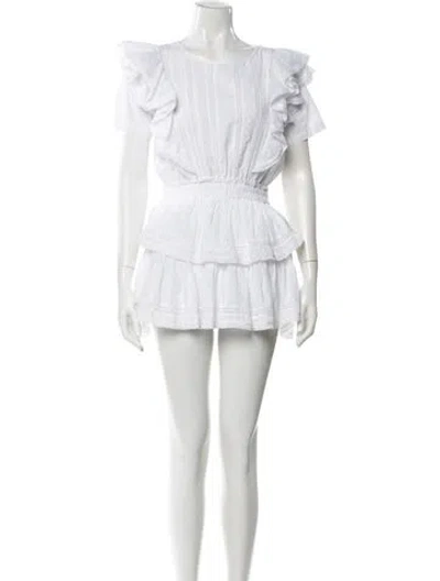 Pre-owned Loveshackfancy Scoop Neck Mini Dress In White