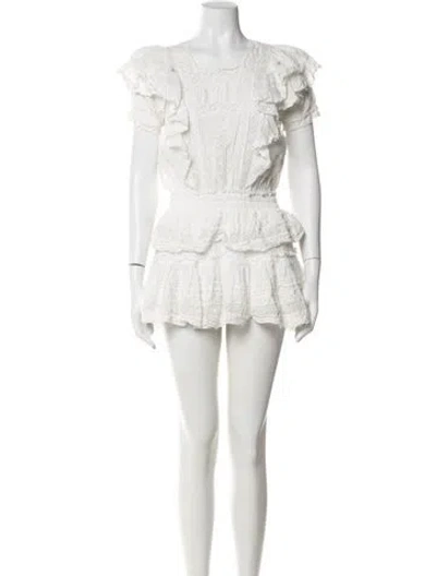 Pre-owned Loveshackfancy Scoop Neck Mini Dress In White