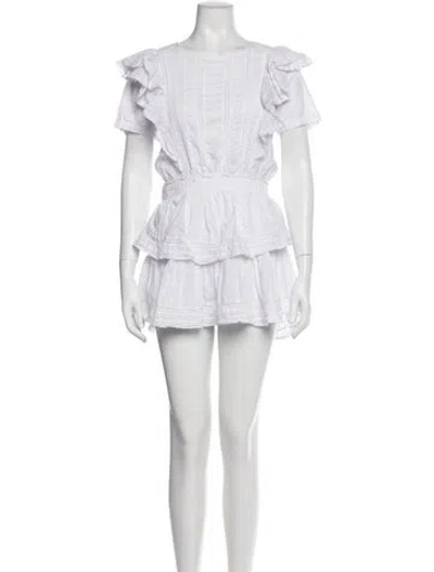 Pre-owned Loveshackfancy Scoop Neck Mini Dress In White