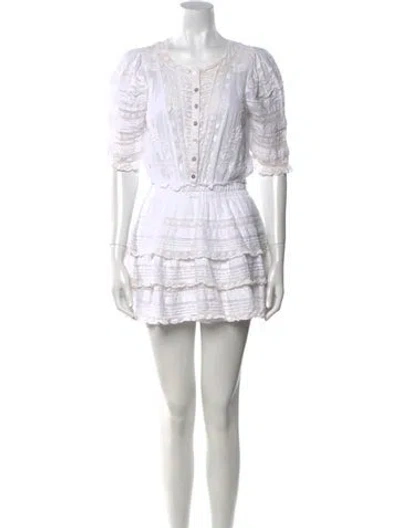 Pre-owned Loveshackfancy Scoop Neck Mini Dress In White