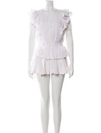 Pre-owned Loveshackfancy Scoop Neck Mini Dress In White
