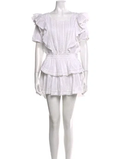 Pre-owned Loveshackfancy Scoop Neck Mini Dress In White