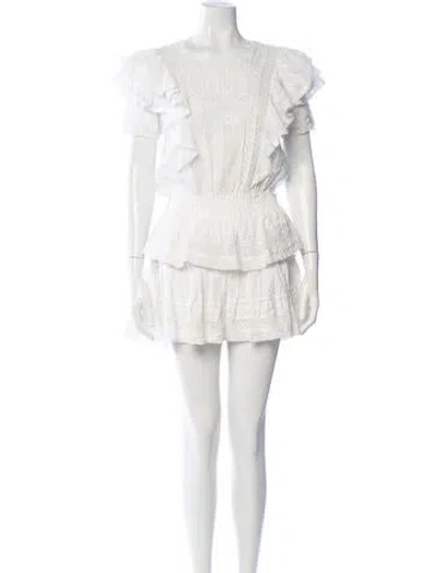 Pre-owned Loveshackfancy Scoop Neck Mini Dress In White