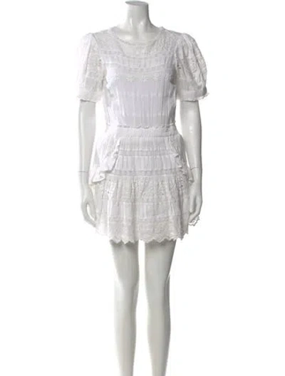 Pre-owned Loveshackfancy Scoop Neck Mini Dress In White