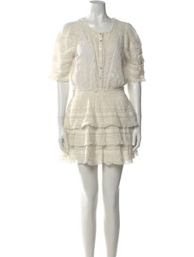 Pre-owned Loveshackfancy Scoop Neck Mini Dress In White