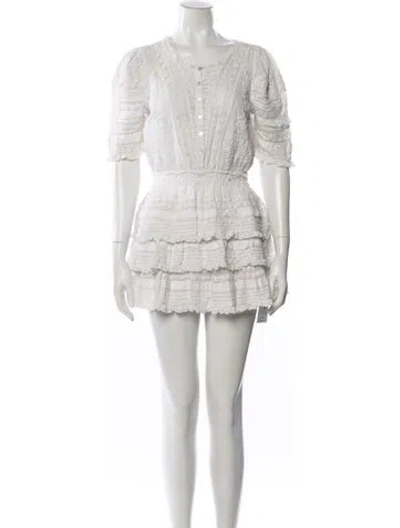 Pre-owned Loveshackfancy Scoop Neck Mini Dress In White