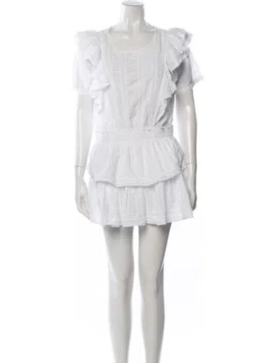 Pre-owned Loveshackfancy Scoop Neck Mini Dress In White