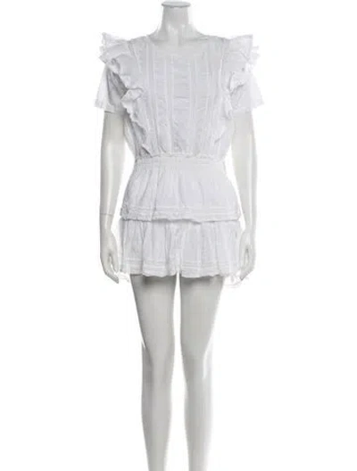 Pre-owned Loveshackfancy Scoop Neck Mini Dress In White
