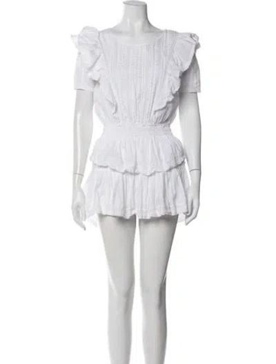 Pre-owned Loveshackfancy Scoop Neck Mini Dress In White