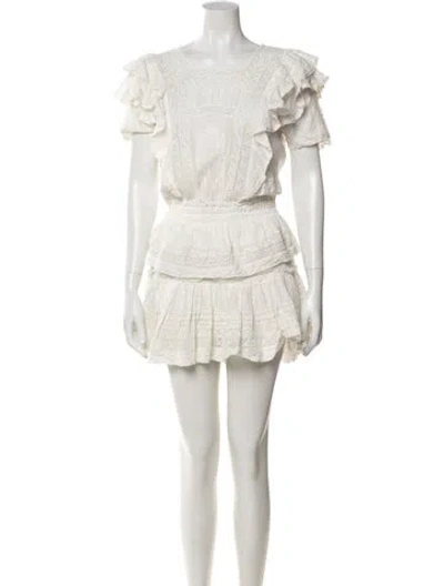 Pre-owned Loveshackfancy Scoop Neck Mini Dress In White
