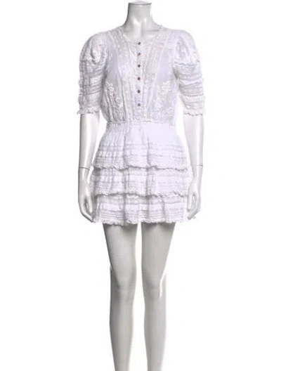 Pre-owned Loveshackfancy Scoop Neck Mini Dress In White