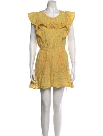 Pre-owned Loveshackfancy Scoop Neck Mini Dress In Yellow