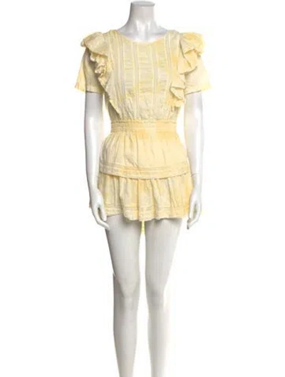 Pre-owned Loveshackfancy Scoop Neck Mini Dress In Yellow