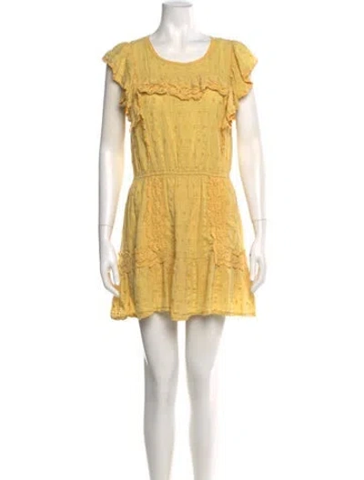 Pre-owned Loveshackfancy Scoop Neck Mini Dress In Yellow