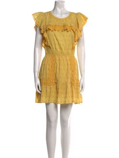 Pre-owned Loveshackfancy Scoop Neck Mini Dress In Yellow