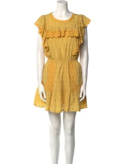 Pre-owned Loveshackfancy Scoop Neck Mini Dress In Yellow