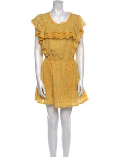 Pre-owned Loveshackfancy Scoop Neck Mini Dress In Yellow