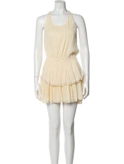 Pre-owned Loveshackfancy Scoop Neck Mini Dress In Yellow