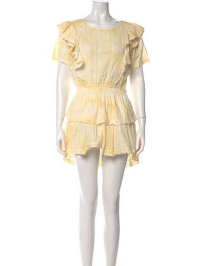 Pre-owned Loveshackfancy Scoop Neck Mini Dress In Yellow