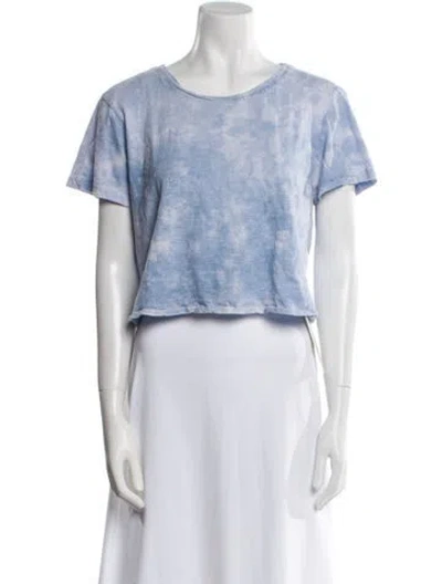 Pre-owned Loveshackfancy Scoop Neck Short Sleeve Crop Top In Blue