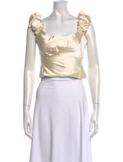 Pre-owned Loveshackfancy Scoop Neck Sleeveless Blouse W/ Tags In Neutrals
