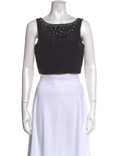 Pre-owned Loveshackfancy Scoop Neck Sleeveless Crop Top W/ Tags In Black