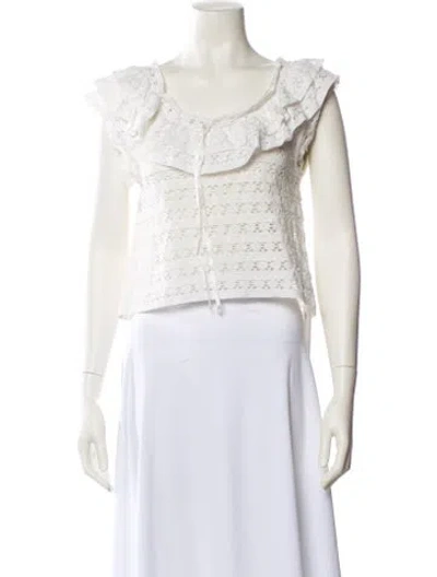 Pre-owned Loveshackfancy Scoop Neck Sleeveless Crop Top W/ Tags In Neutral