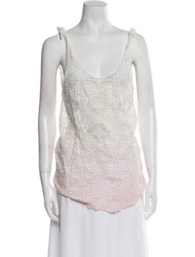 Pre-owned Loveshackfancy Scoop Neck Sleeveless Top In White