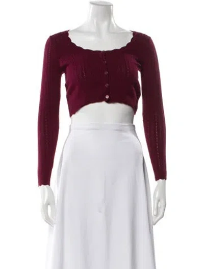 Pre-owned Loveshackfancy Scoop Neck Sweater In Burgundy