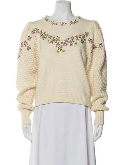 Pre-owned Loveshackfancy Scoop Neck Sweater In Neutral