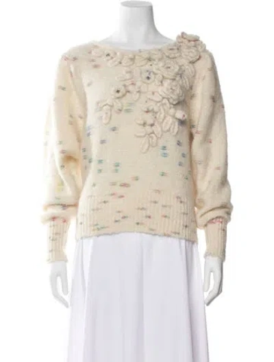 Pre-owned Loveshackfancy Scoop Neck Sweater W/ Tags In Neutral