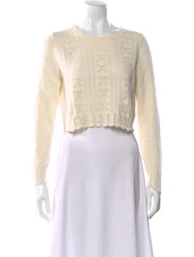 Pre-owned Loveshackfancy Scoop Neck Sweater In White