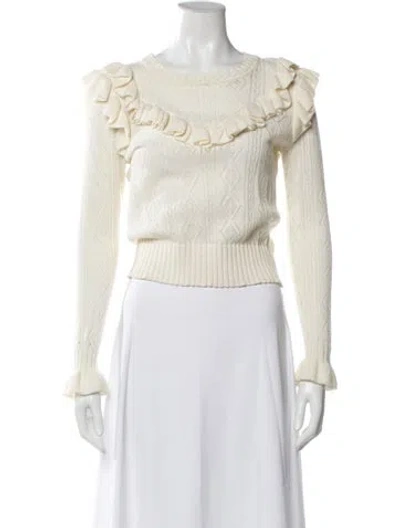 Pre-owned Loveshackfancy Scoop Neck Sweater In White