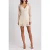 Loveshackfancy Seelie Eyelash Lace Long Sleeve Minidress In White