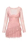 Loveshackfancy Seelie Ruffled Lace Mini Dress In Light Pink