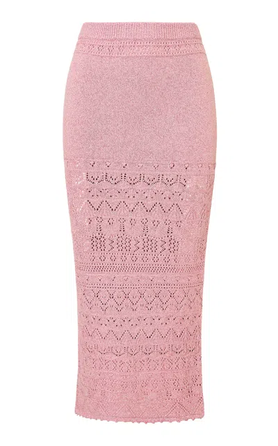 Loveshackfancy Selvie Crocheted Maxi Skirt In Pink