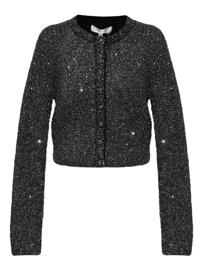 Loveshackfancy Sequin-embellished Cardigan In Black
