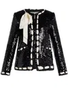 Loveshackfancy Rosina Sequined Jacket In Black