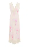 Loveshackfancy Serene Lace-trimmed Satin Midi Dress In Multi
