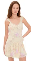 Loveshackfancy Serima Floral-printed Chiffon Mini Dress In Sunny Pop