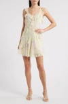 Loveshackfancy Serima Floral-printed Chiffon Mini Dress In Sunny Pop