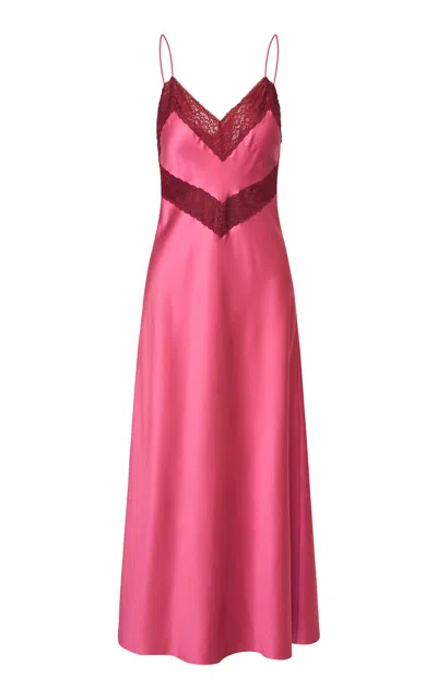 Loveshackfancy Serita Lace-trimmed Silk Maxi Slip Dress In Berry