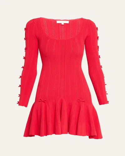 Loveshackfancy Seychelle Bow Pointelle Mini Dress In Red