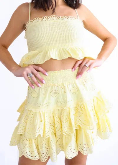 Loveshackfancy Shailo Eyelet Lace Mini Skirt In Citron