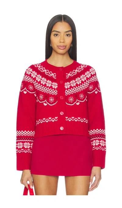 Loveshackfancy Shantae Long Sleeve Cardigan In Red
