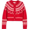 Loveshackfancy Shantae Fair Isle Merino Wool Cardigan In Red