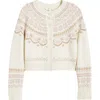 Loveshackfancy Shantae Fair Isle Merino Wool Cardigan In White