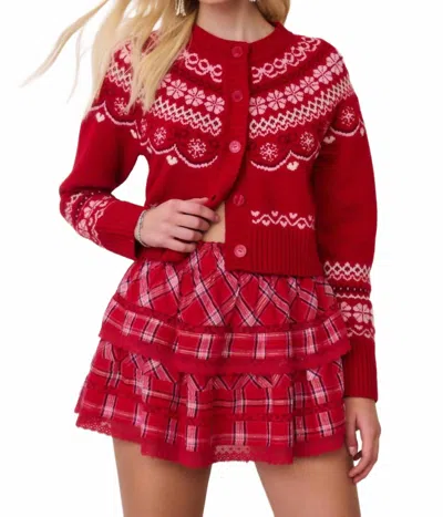 Loveshackfancy Shantae Long Sleeve Cardigan In Red