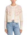 Loveshackfancy Shantae Merino Wool Crewneck Fair Isle Cardigan Sweater In Neutral