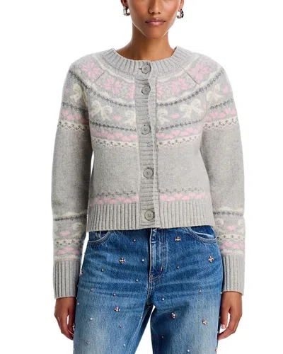 Loveshackfancy Shantae Wool Fair Isle Cardigan In Gray